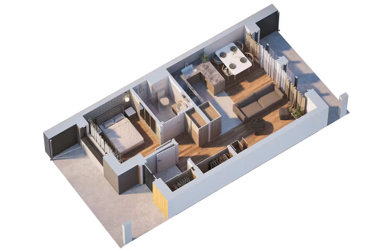 Rzut 3D - 43,7 m²